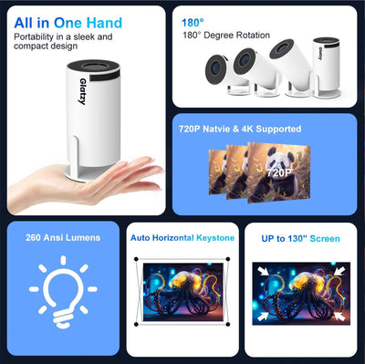 Glatzy™ | Premium Mini Round Projector Hy300 4K